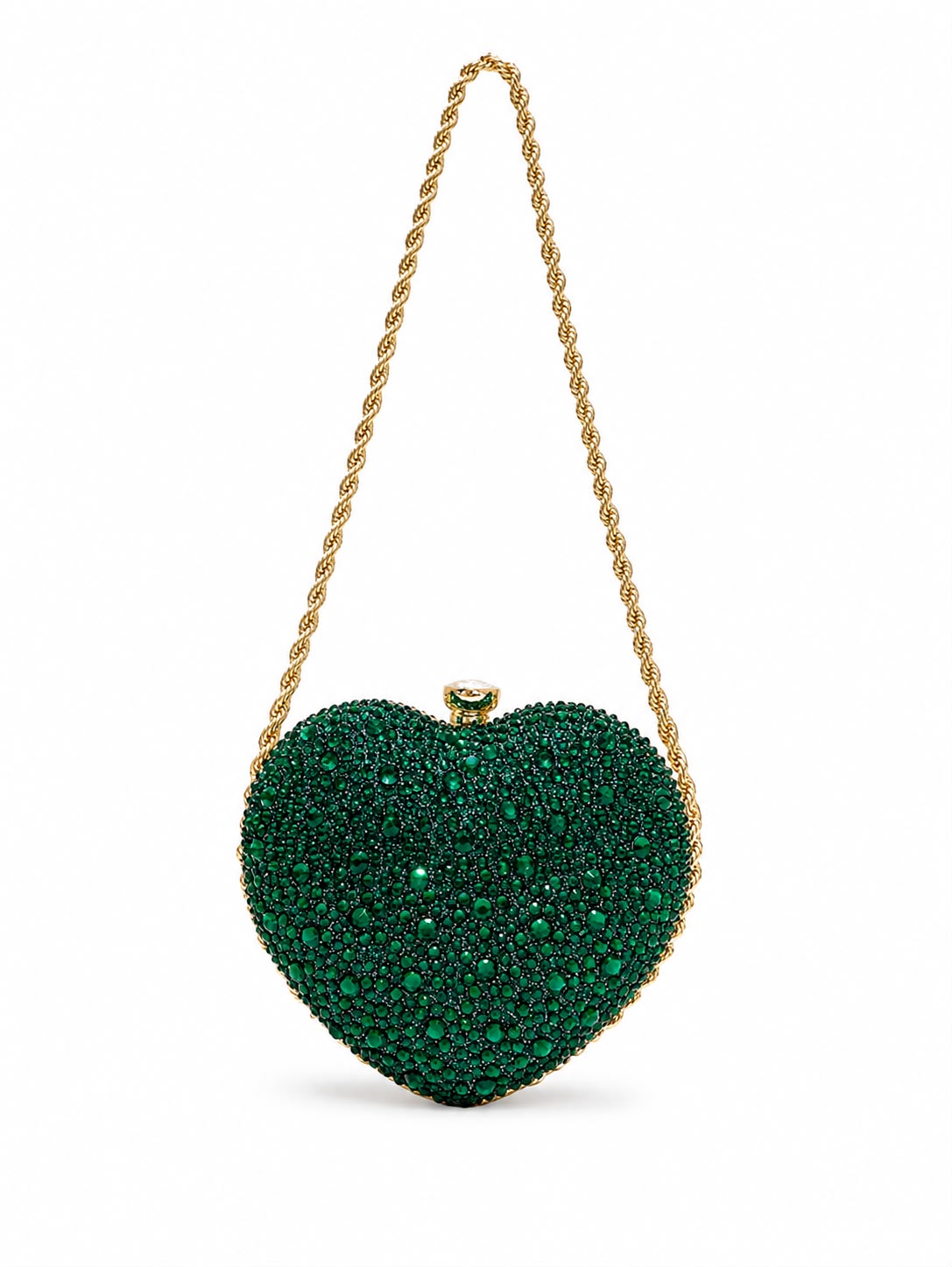 Judith Leiber Couture Heart Crystal Minaudière in black crystals