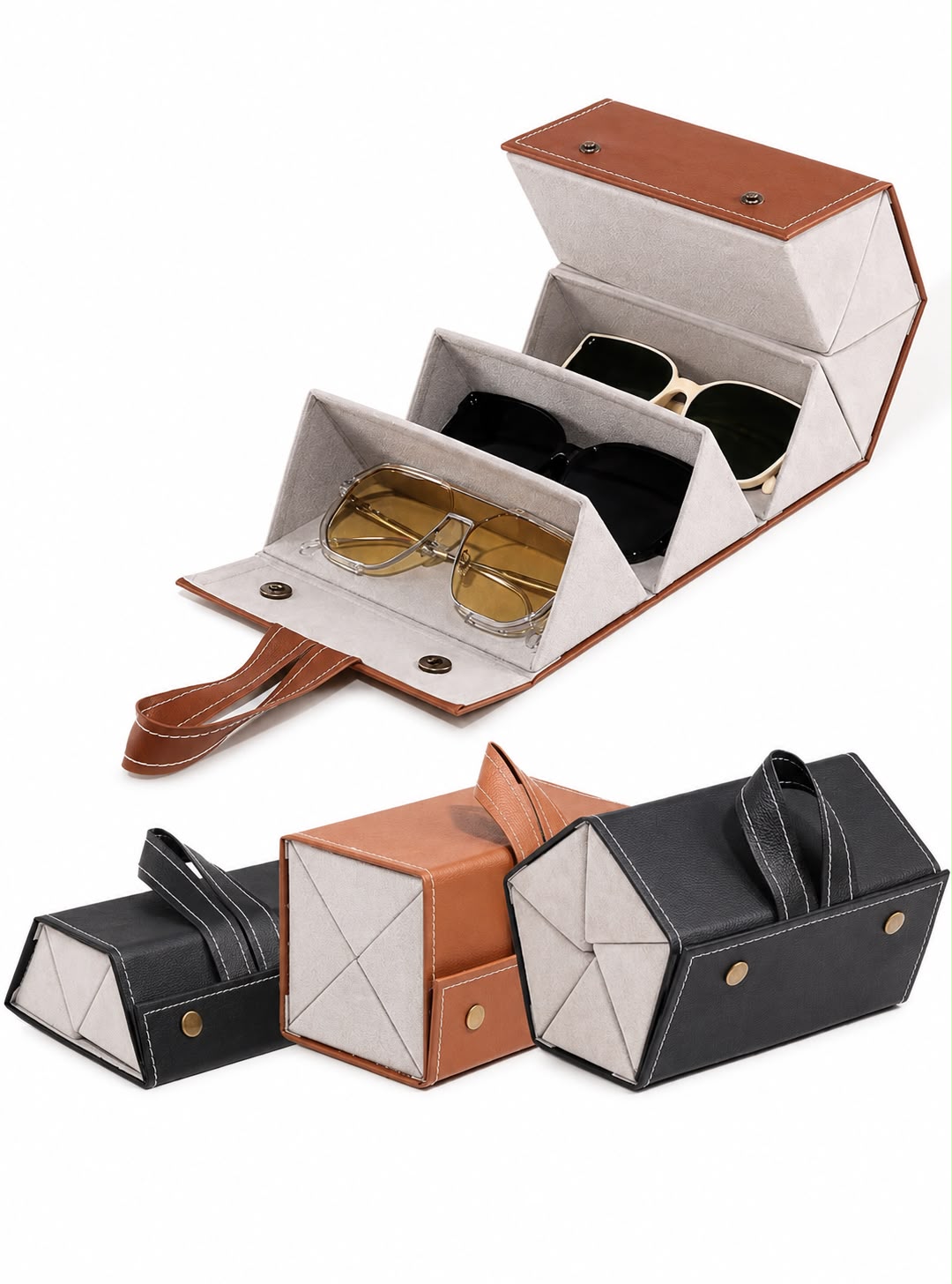 Luxury Leather Foldable Eyewear Travel Case