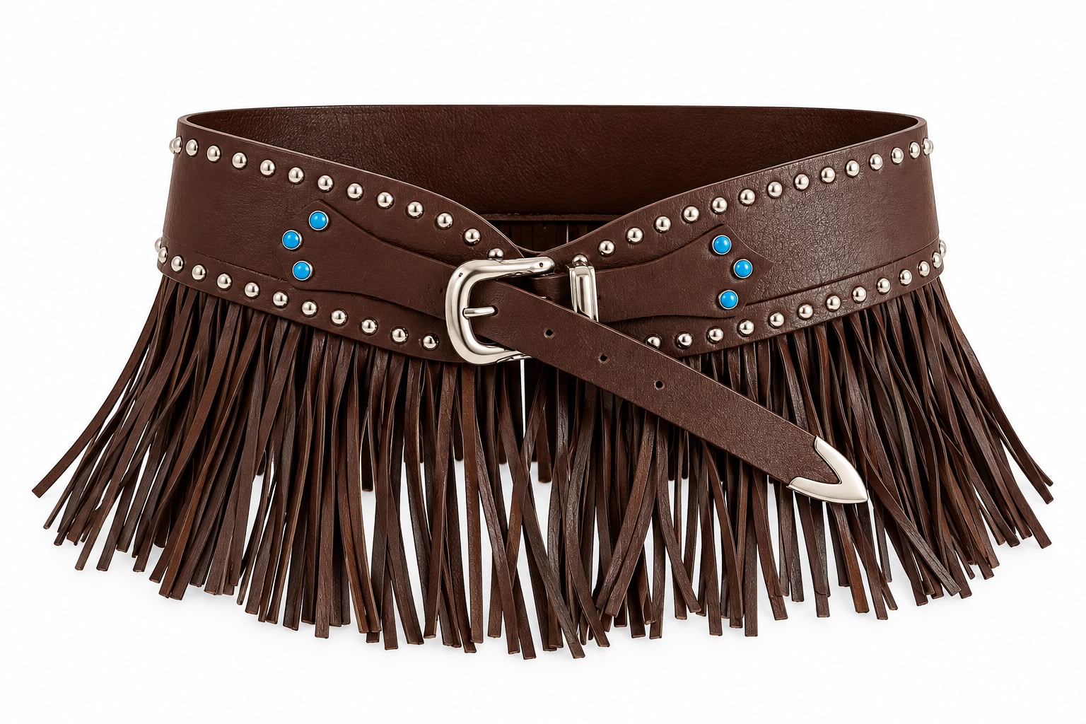 New Versatile Cross-Border Hot-Selling European And American Western Cowboy Fringe Belt, Vintage Wild Hippie Bohemian Buckle Wide Waist Belt