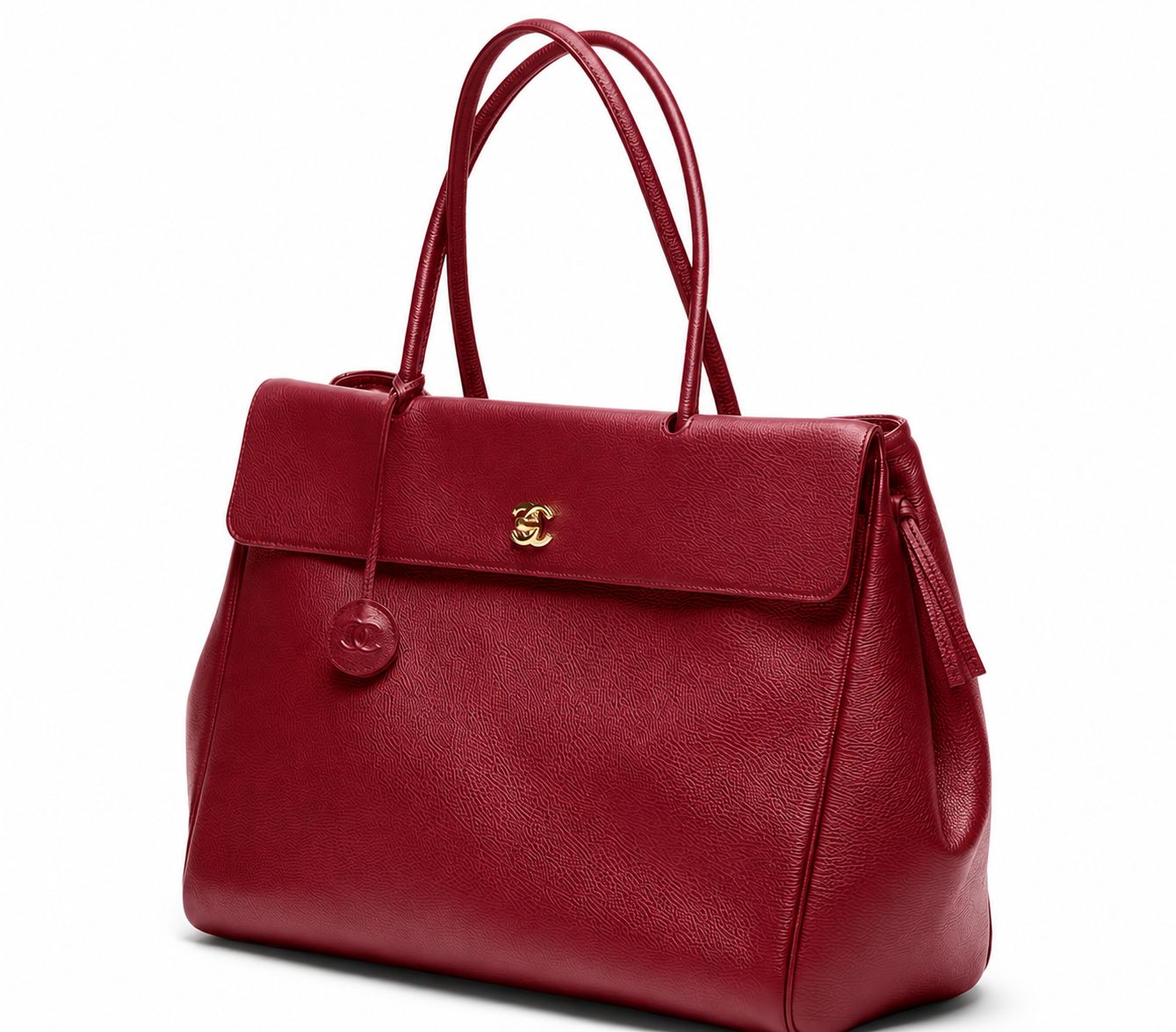 CHANEL Vintage Grained Calfskin Executive Cerf Tote Bag with Gold Hardware