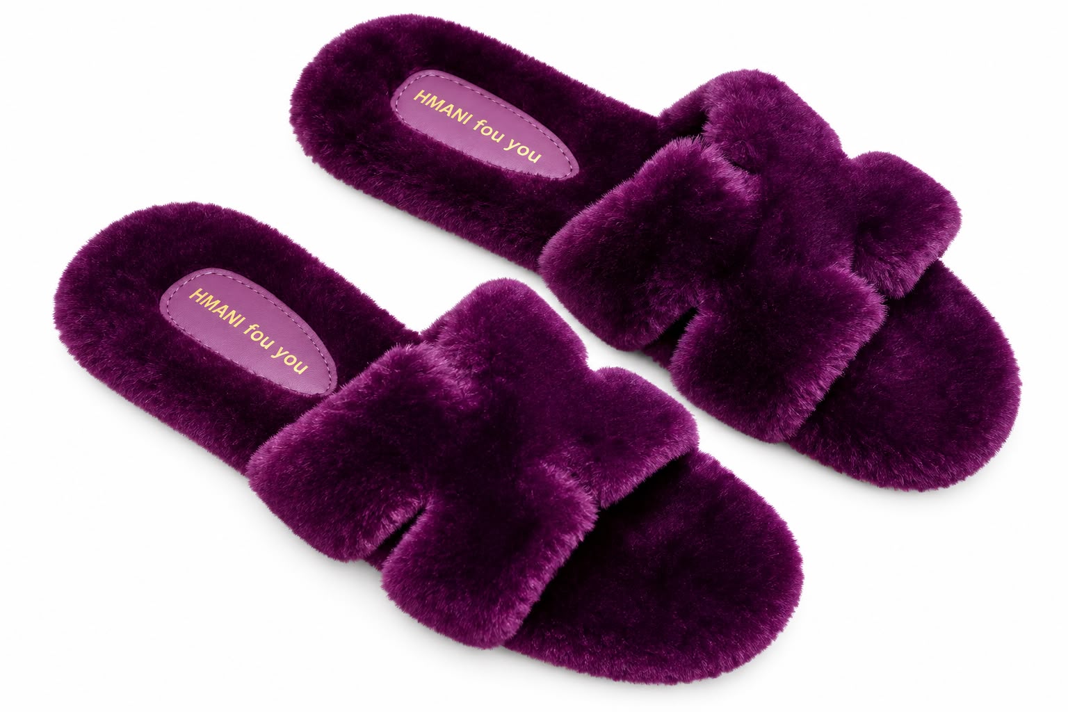 Purple Plush Faux-Fur Slipper