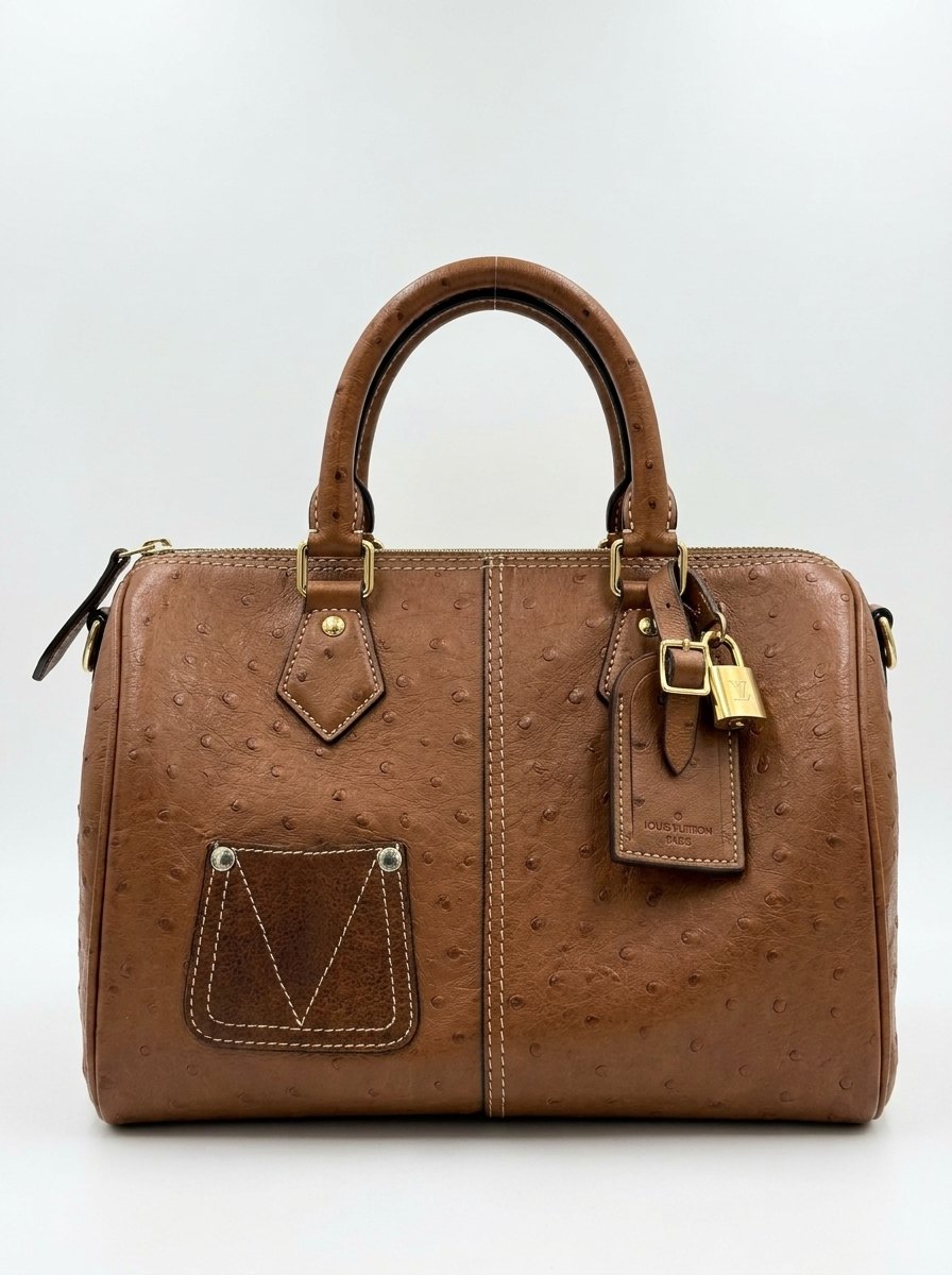 Louis Vuitton Speedy Bandoulière (Ostrich Leather / Cognac)