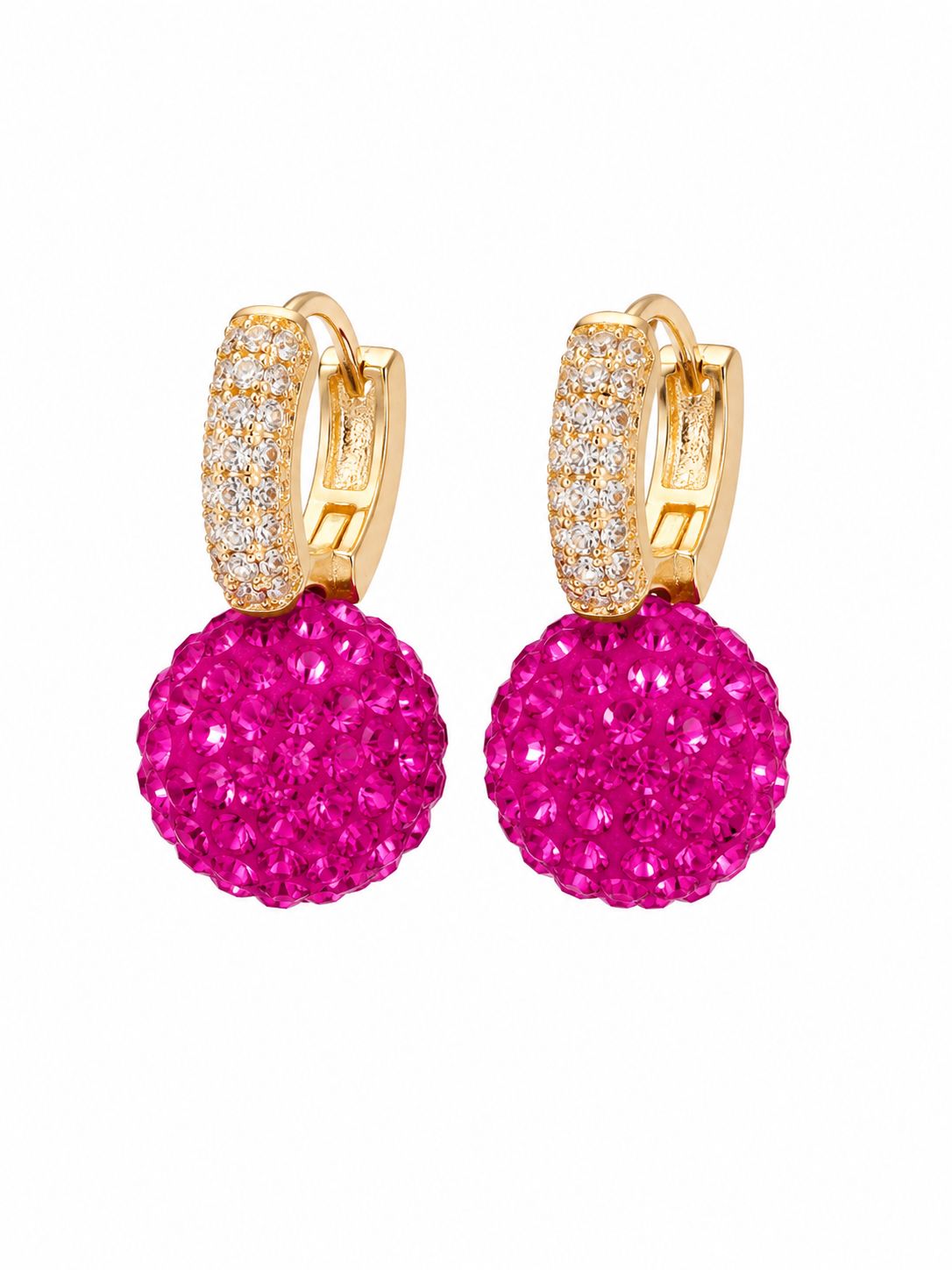 Hot Pink Crystal Drop Earrings