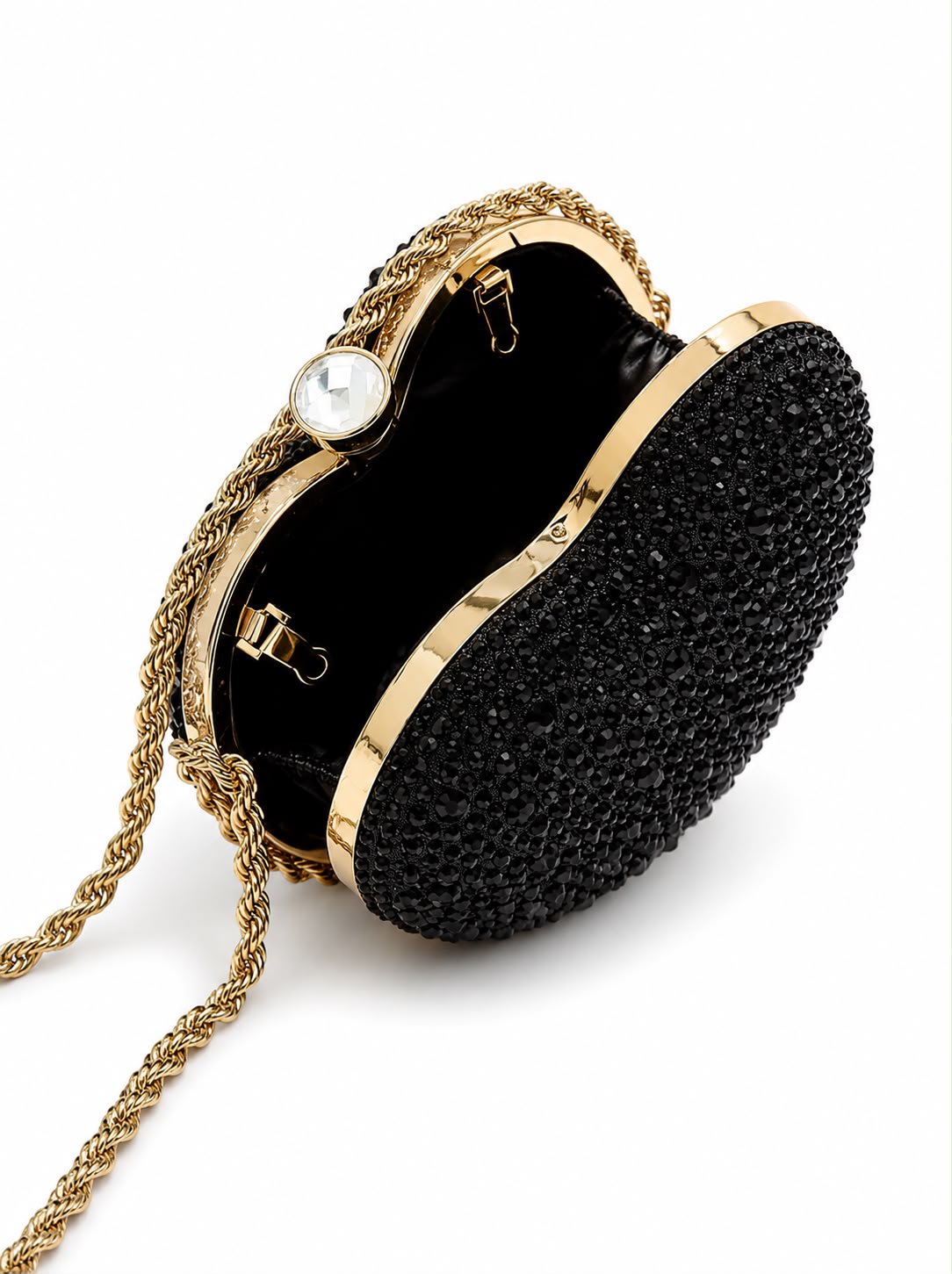 Judith Leiber Couture Heart Crystal Minaudière in black crystals