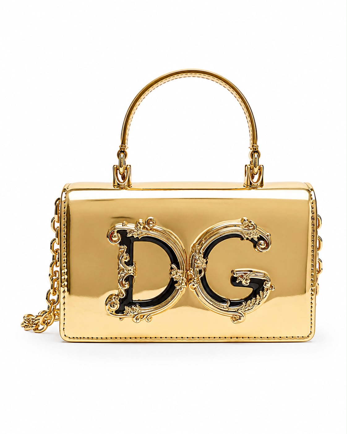 DG Girls Chain Shoulder Bag in a metallic gold