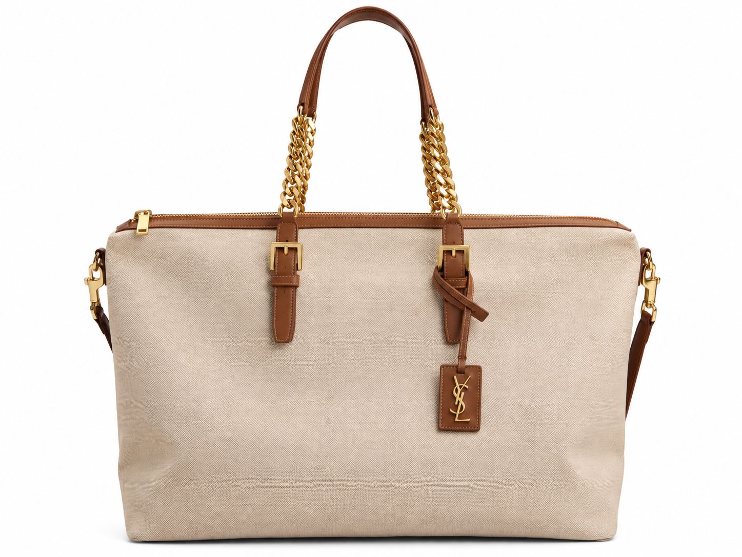 Saint Laurent Cassandre-Tag Canvas Tote