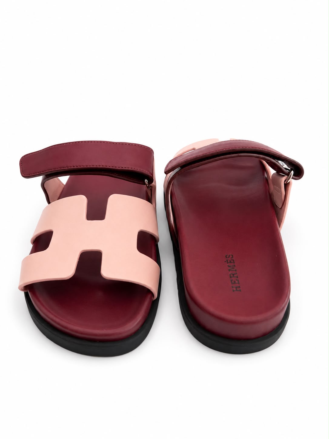 Hermès Chypre sandal, specifically a two-tone leather version