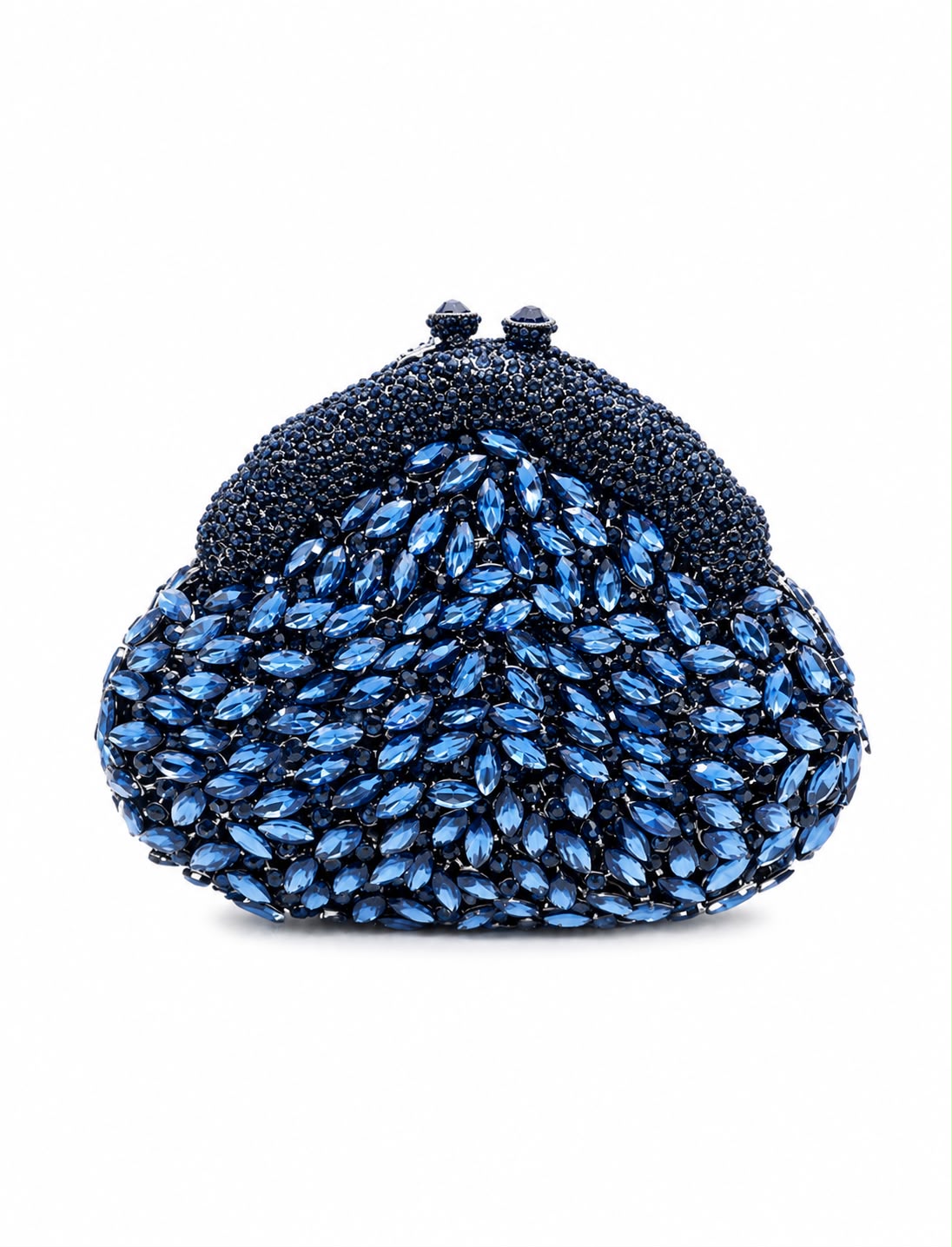 Women's Blue Crystal Embellished Evening Clutch Bag