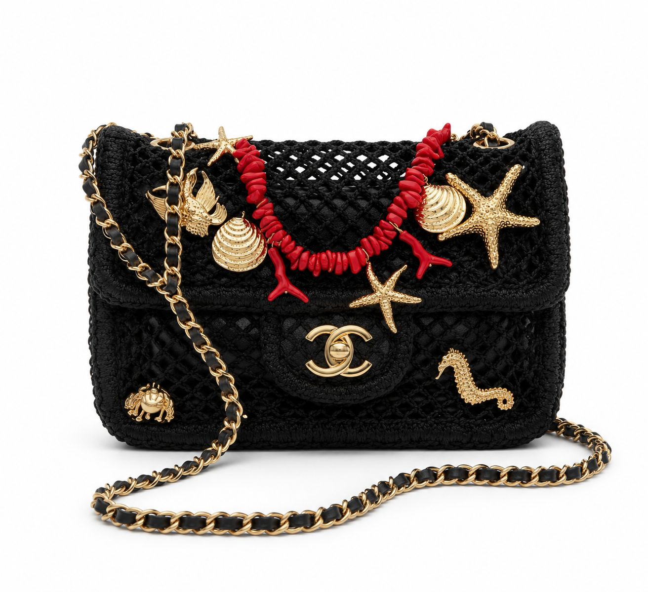 CHANEL Small Flap Bag– Mesh, Charms and Gold-Tone Metal