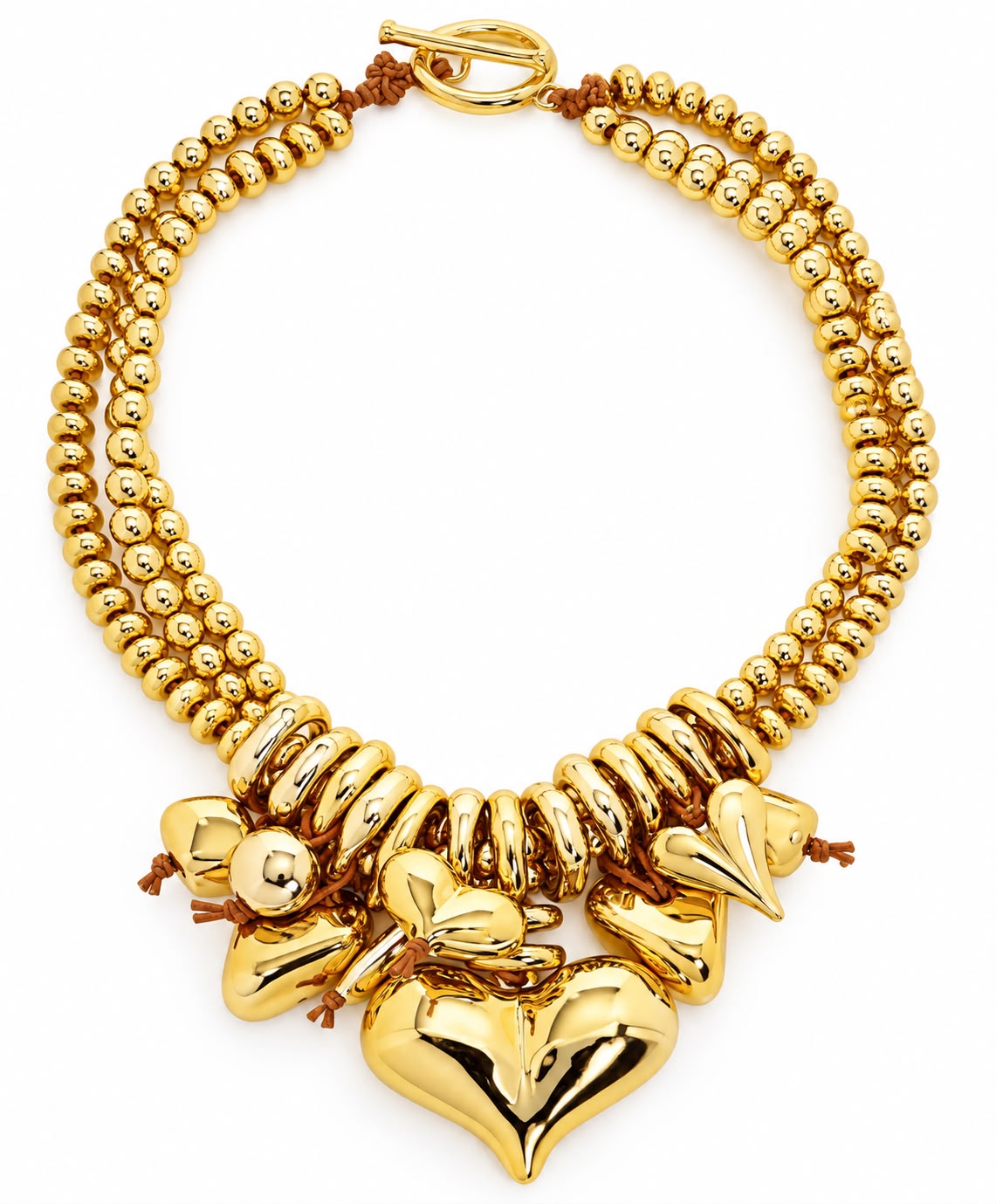 Heart Charm Beaded Statement Necklace