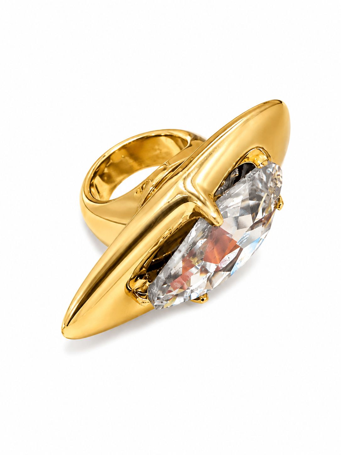 Gold Spear/ Marquise Crystal Ring
