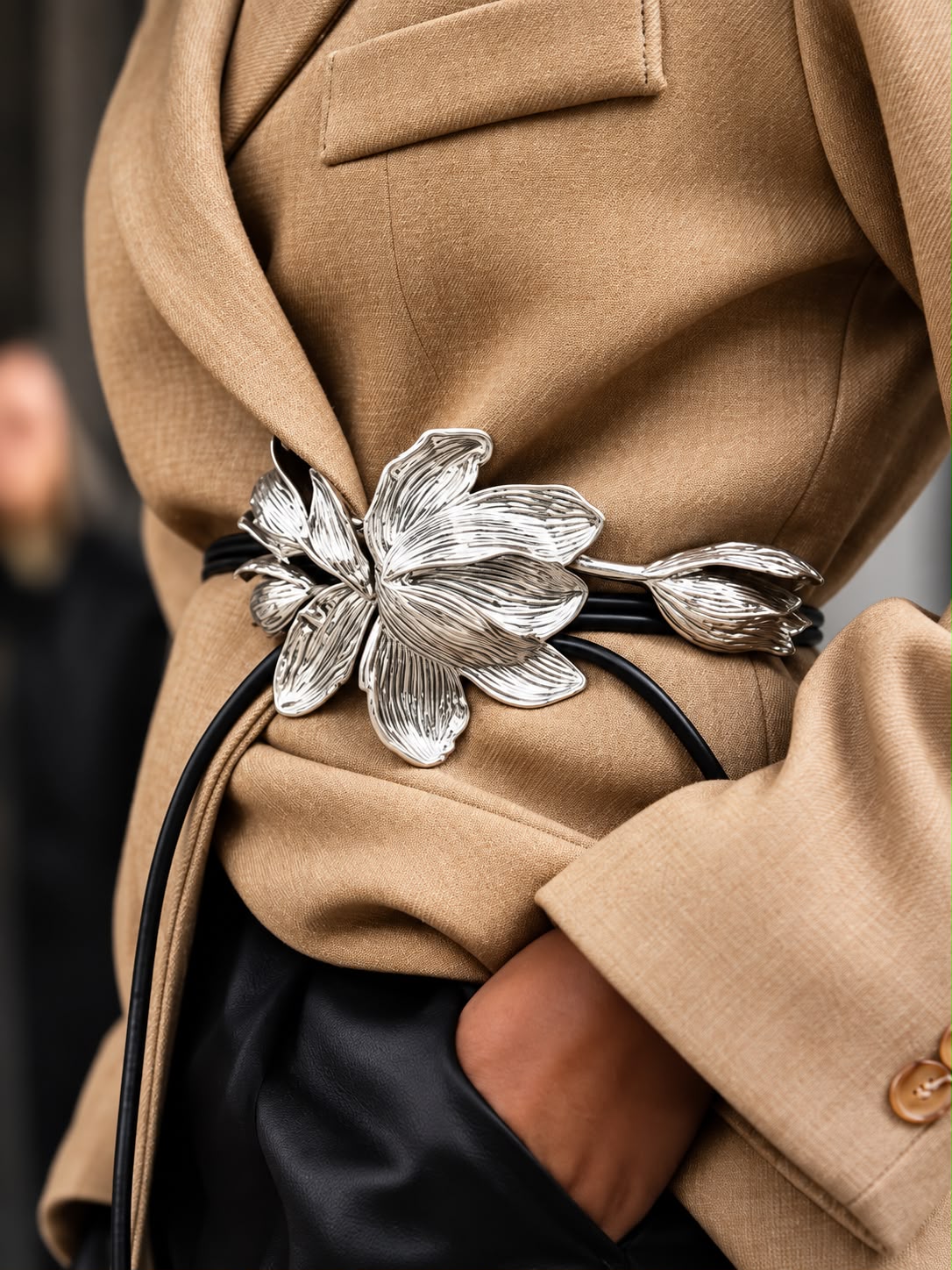 Silver Floral Waist Chain Belt