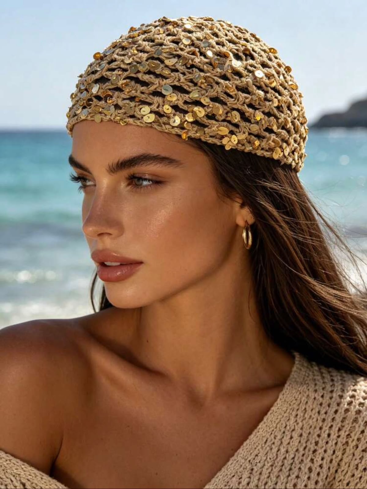 Luxury sequined crochet headband