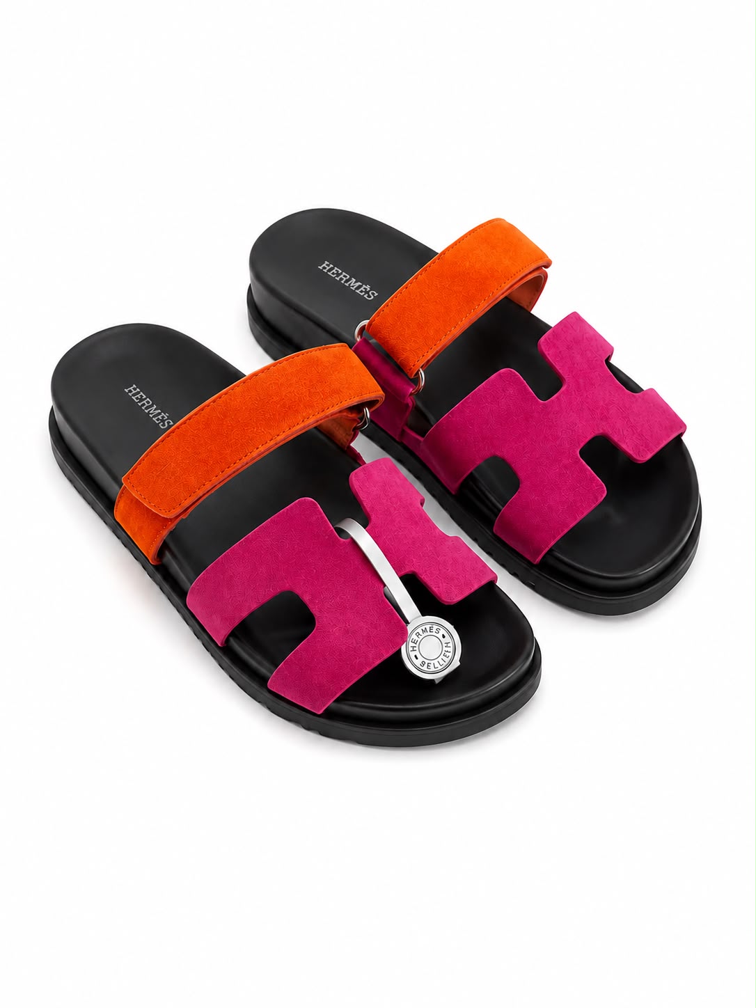 Hermès Chypre Sandal in a bi-color suede goatskin version