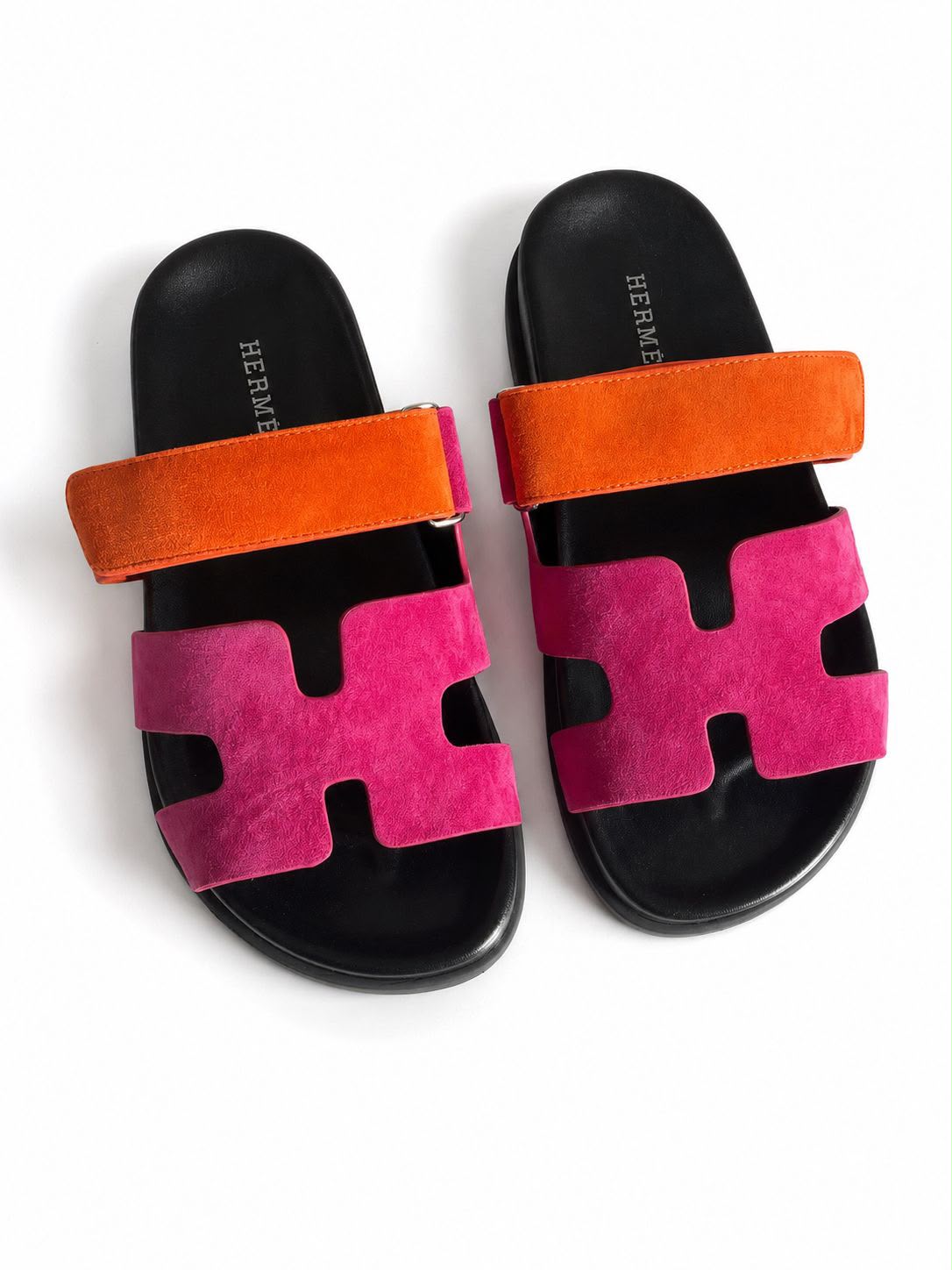 Hermès Chypre Sandal in a bi-color suede goatskin version