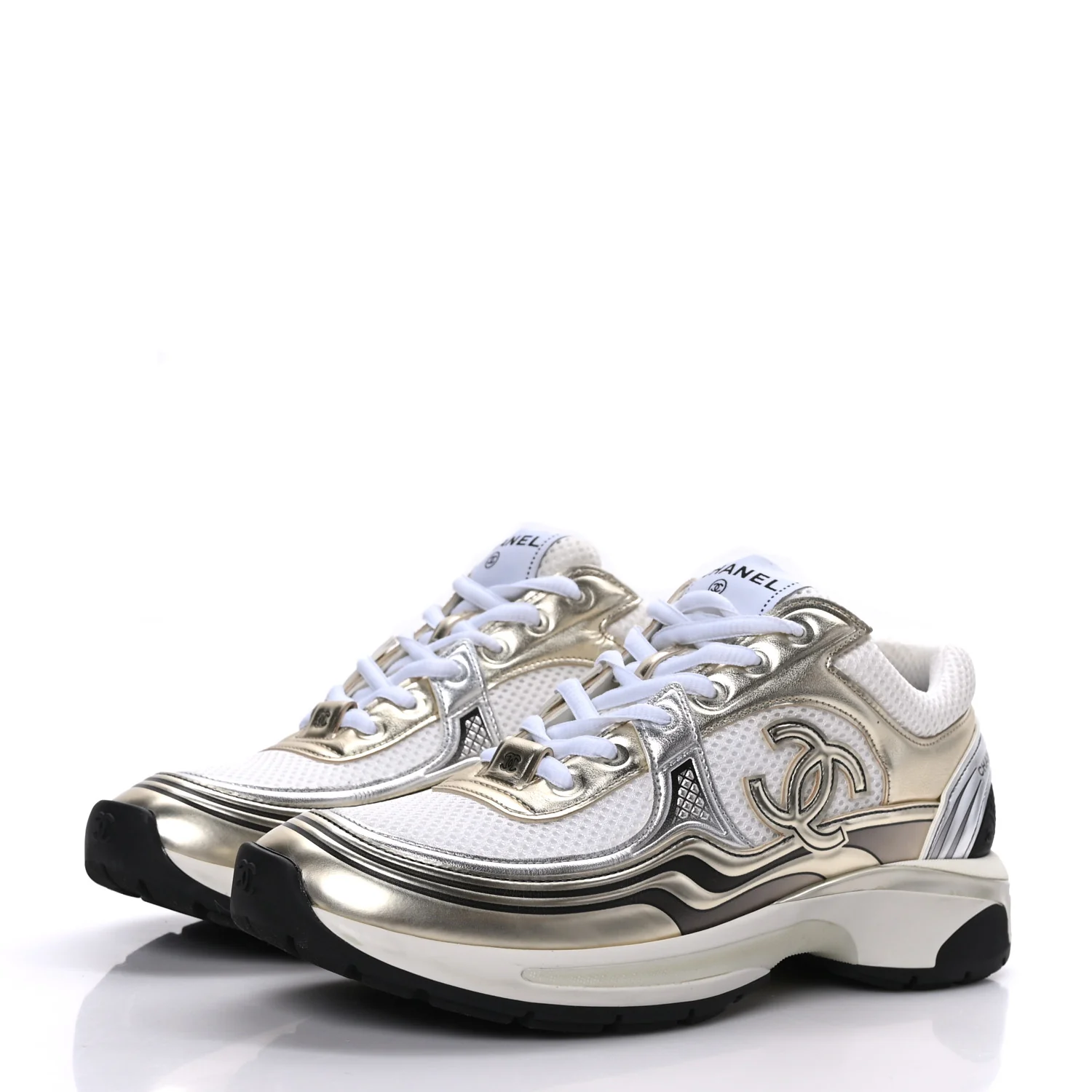 CHANEL Fabric & Laminated Sneakers