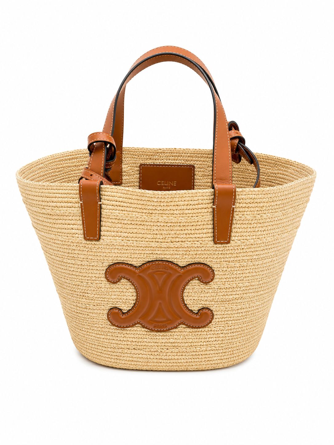 Celine Triomphe Raffia Tote Bag